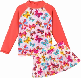 BAOHULU Girl's Two-Piece Long Sleeve Swimsuits UPF50  Rash Guard Kids Bathing Suit