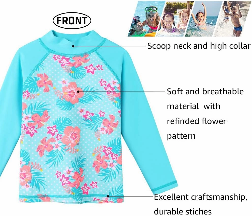 BAOHULU Girl's Two-Piece Long Sleeve Swimsuits UPF50  Rash Guard Kids Bathing Suit