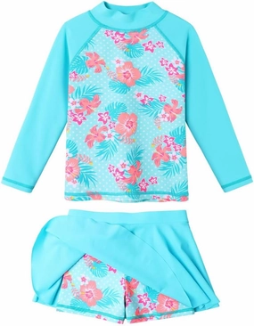 BAOHULU Girl's Two-Piece Long Sleeve Swimsuits UPF50  Rash Guard Kids Bathing Suit
