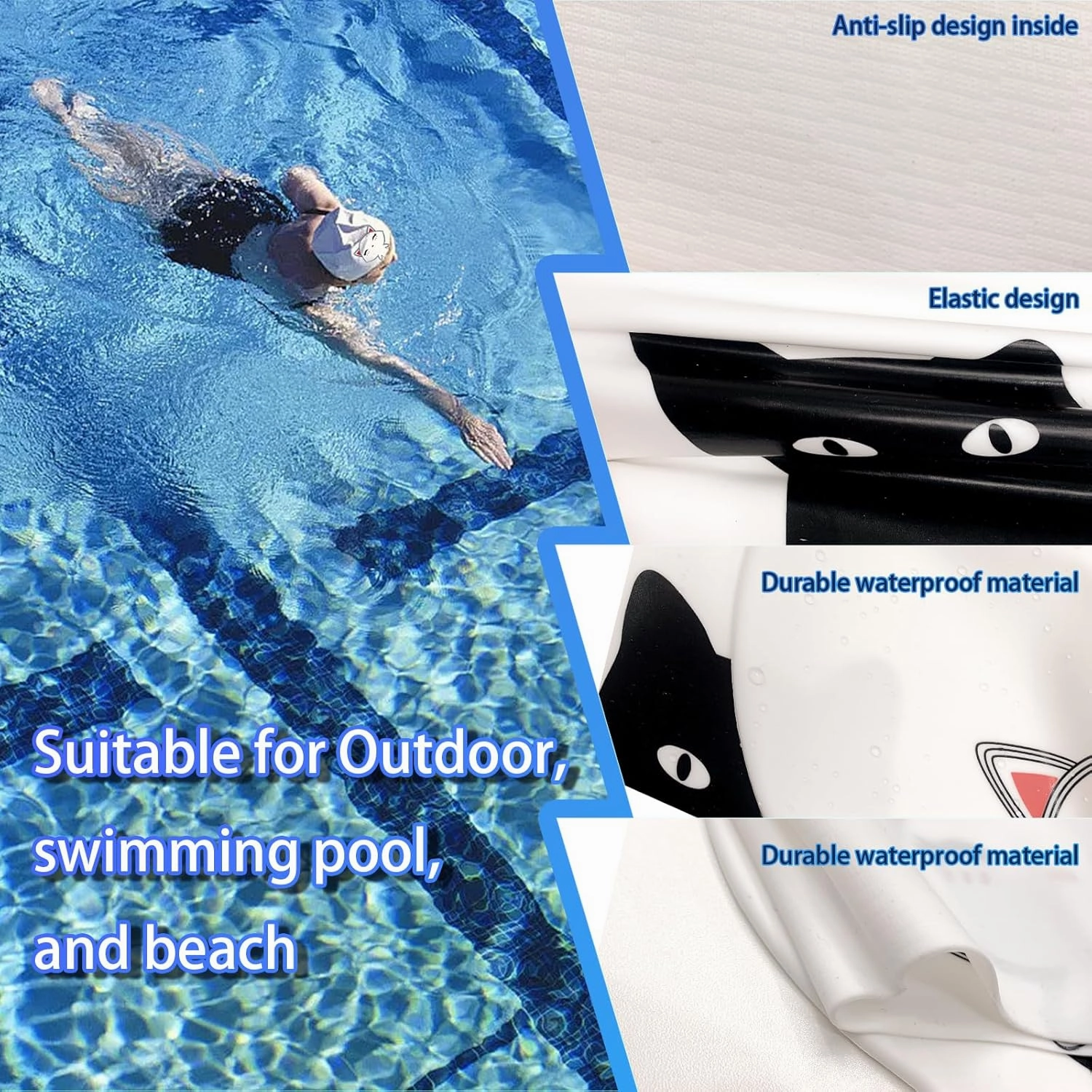 baotongle 2 Pack Adult Swim Caps for Women Silicone Swim Cap for Women Silicone Waterproof Bathing Cap Swimming Hat for Long and Short Hair