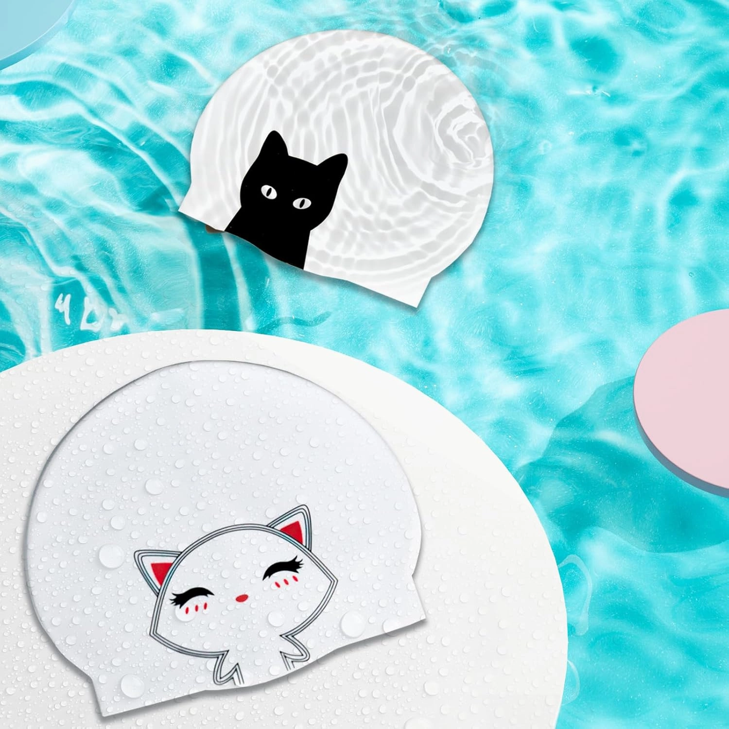 baotongle 2 Pack Adult Swim Caps for Women Silicone Swim Cap for Women Silicone Waterproof Bathing Cap Swimming Hat for Long and Short Hair