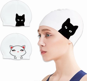 baotongle 2 Pack Adult Swim Caps for Women Silicone Swim Cap for Women Silicone Waterproof Bathing Cap Swimming Hat for Long and Short Hair