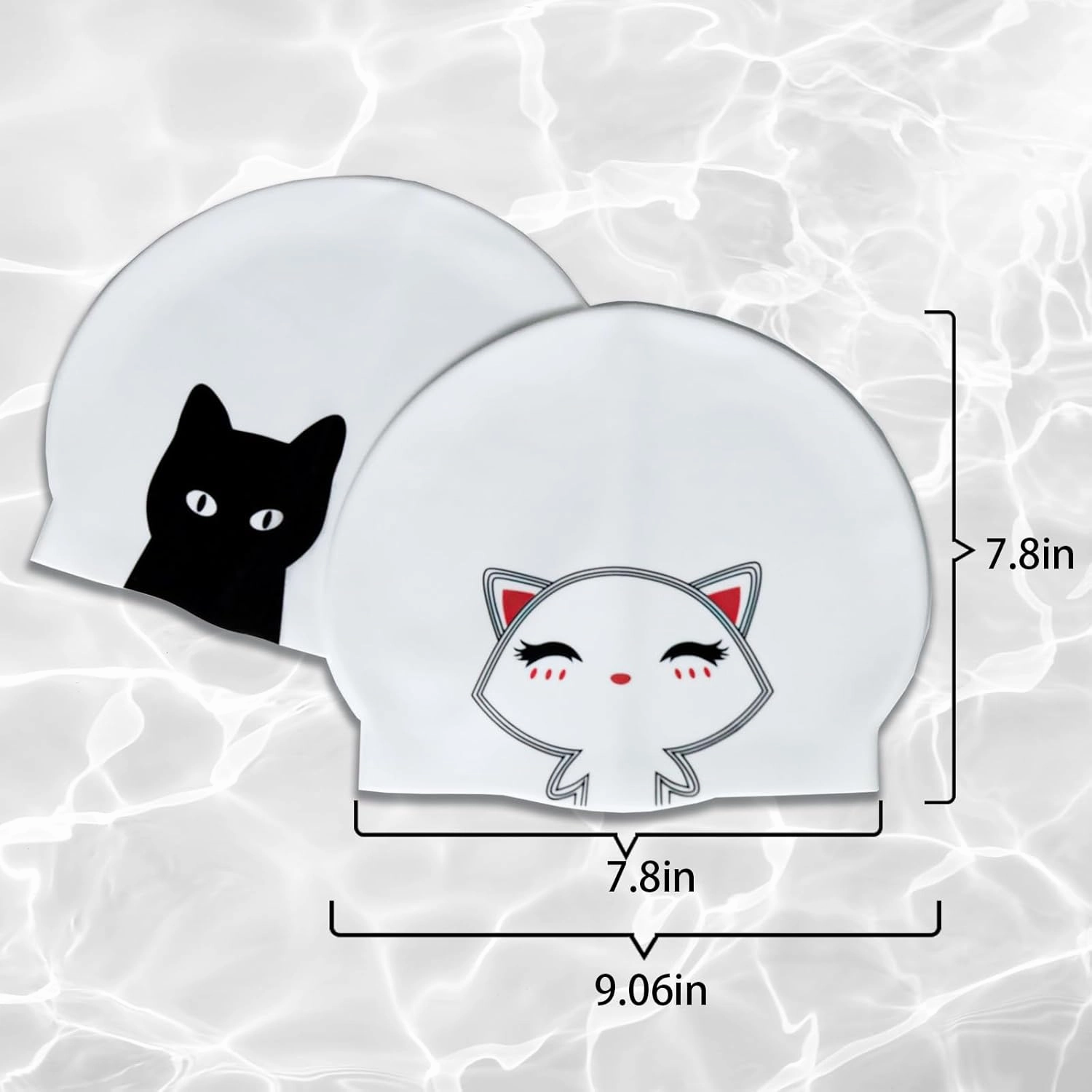 baotongle 2 Pack Adult Swim Caps for Women Silicone Swim Cap for Women Silicone Waterproof Bathing Cap Swimming Hat for Long and Short Hair