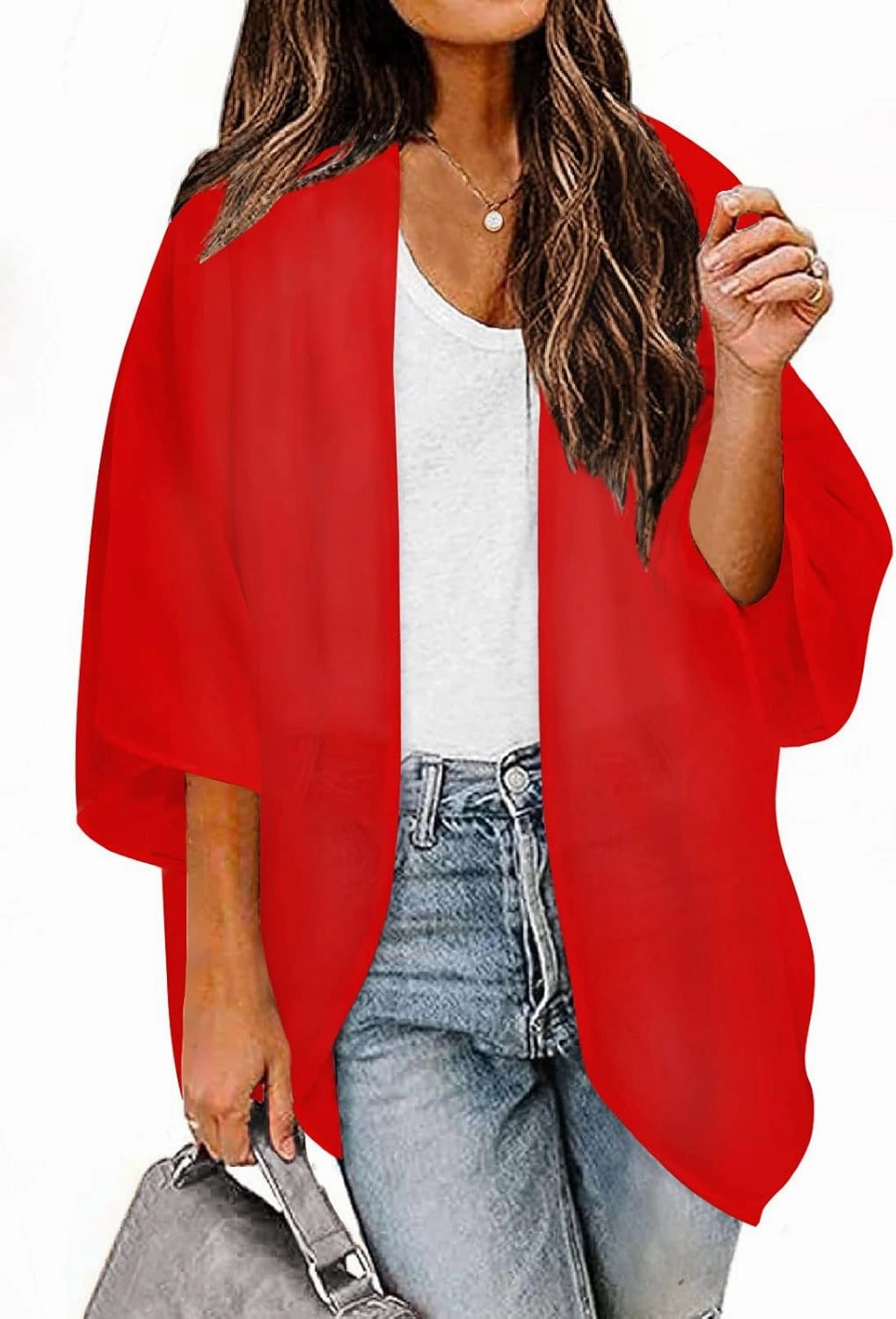 BB&KK Women's Chiffon Kimono Loose Casual Open Front Cover Ups