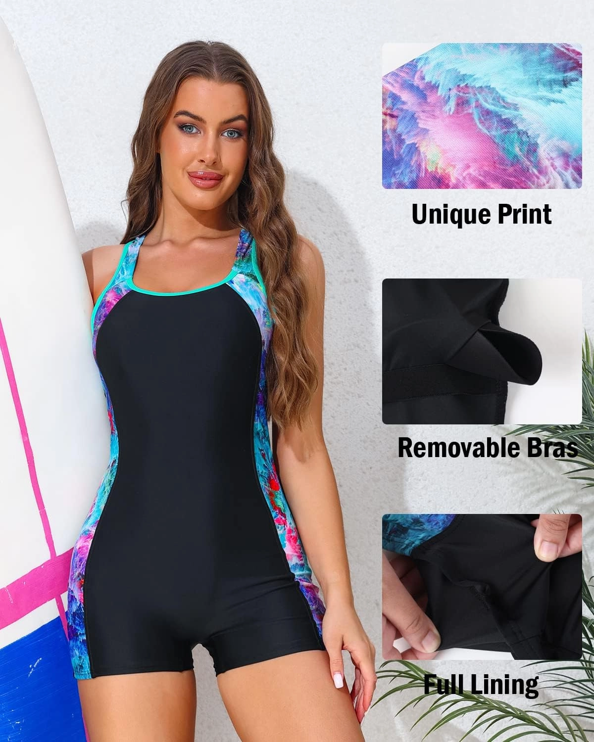 beautyin Swimsuit Women Boyleg One Piece Water Aerobic Competitive Bathing Suit