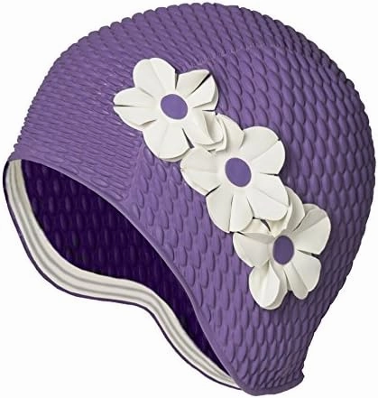 BeeMo Womens Latex Swim Cap - Rubber Swim Cap - Soft Comfortable Stretch Stylish Low Cut Design Protects Hair from Sun Salt or Chlorine Perfect for Water Activities Optional Chin Strap Available