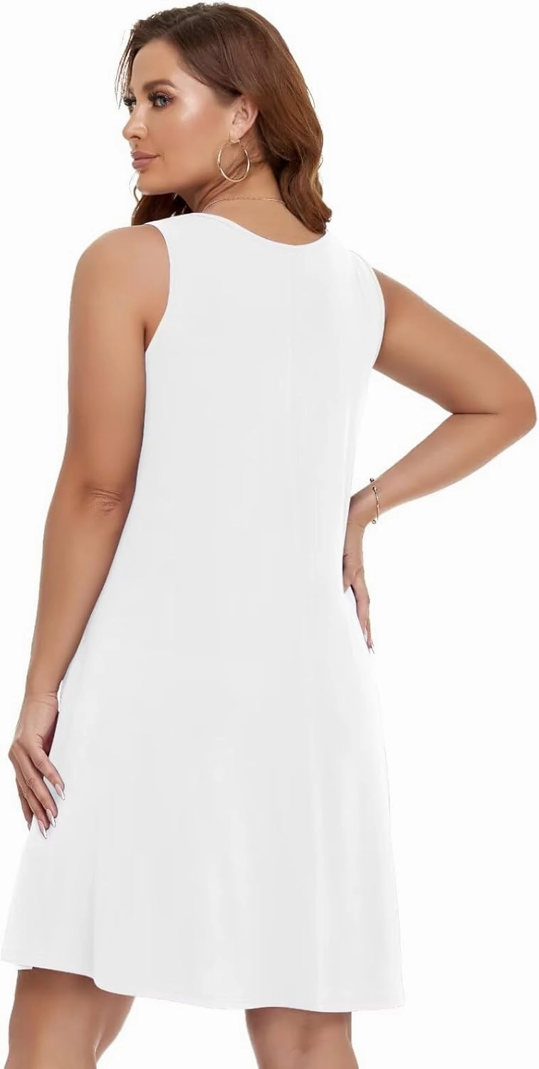 BELAROI Summer Dresses for Women Beach Tshirt Sundress V Neck Casual Swing Tank Dress Swimsuit Cover Ups Pockets