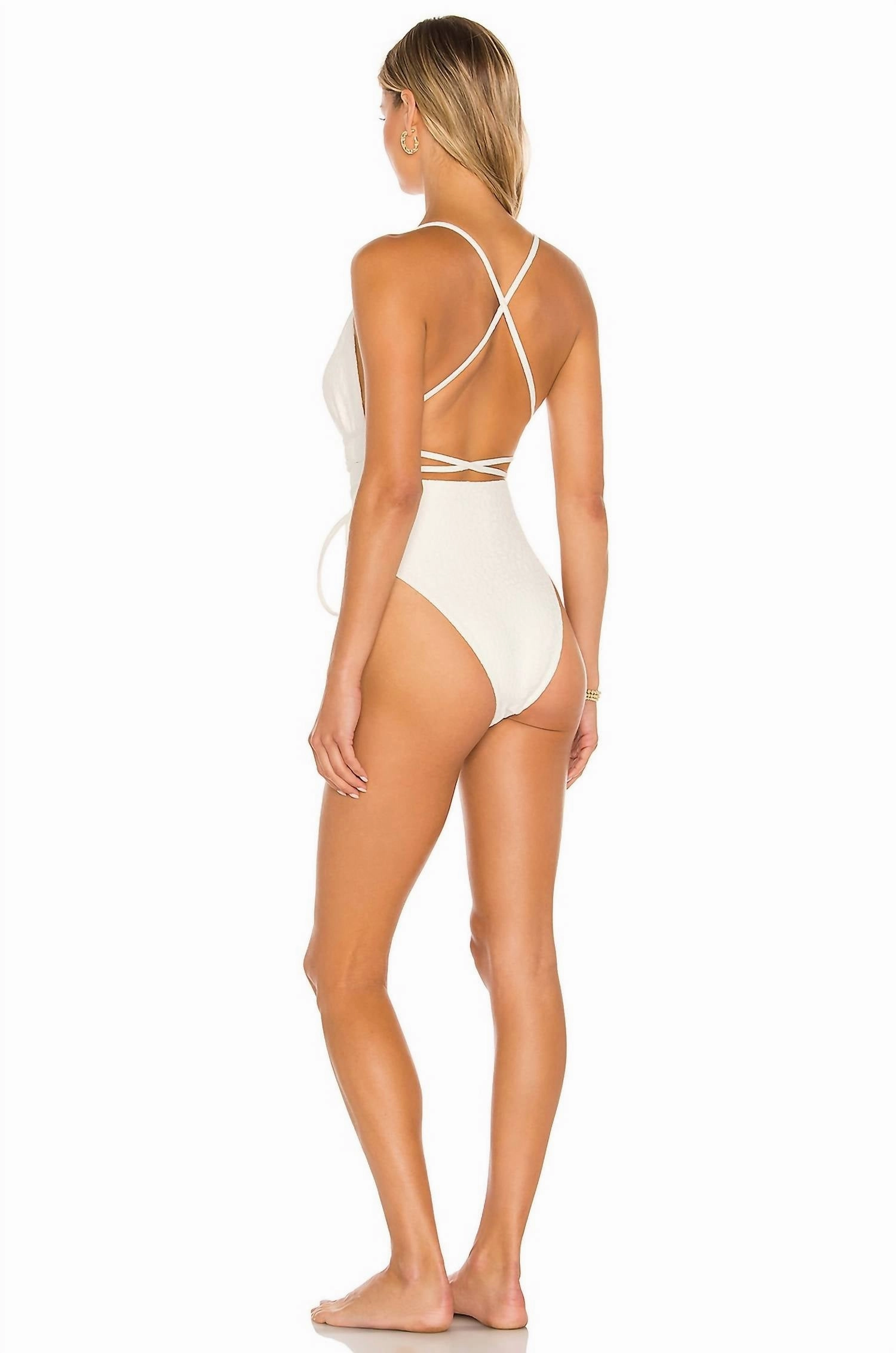 Belle Full Piece Swimsuit In Cream Crocodile