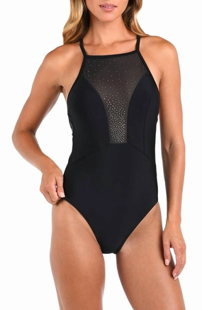 Belle Shine One-Piece Swimsuit In Black