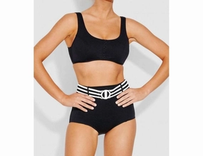 Belted High Waisted Bikini Bottom In Black