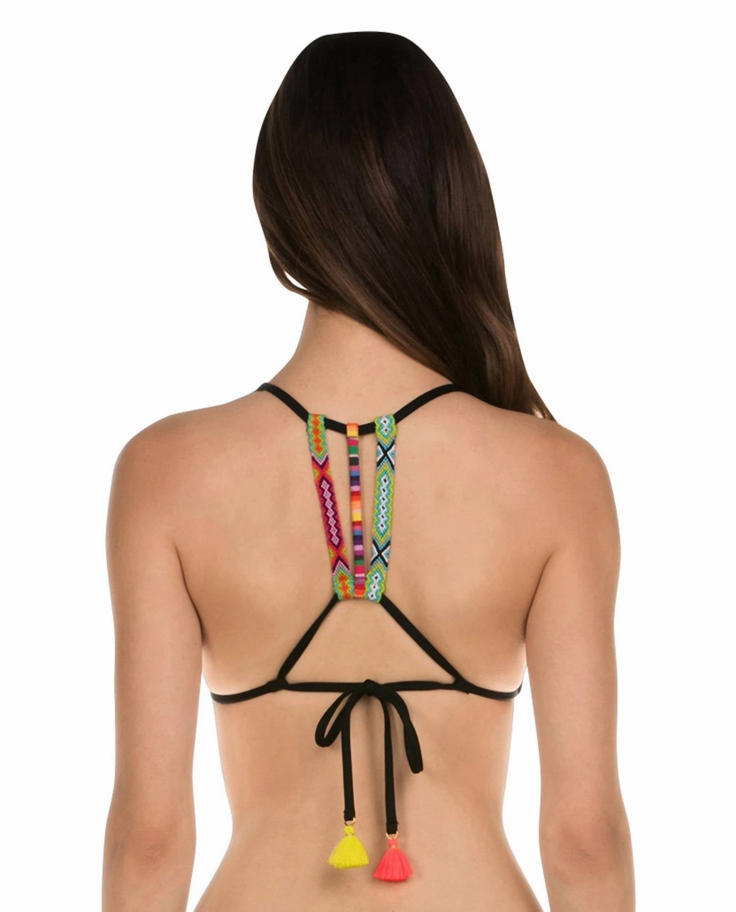 Besties Solid Triangle Bikini Top In Isa Black