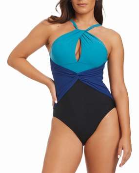 Beyond Control Swimwear Colorblock High Neck One Piece