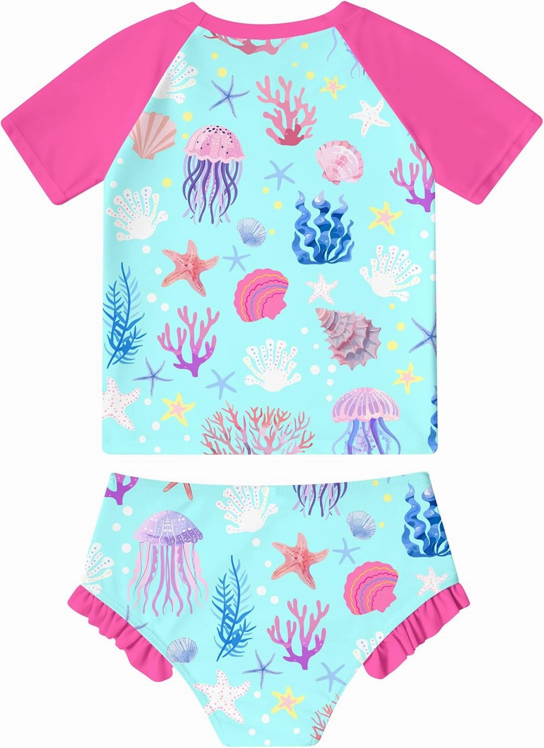 BFUSTYLE Little Girls Rash Guard Swimsuit 2-Piece Bathing Suit for Kids 5-9 Years