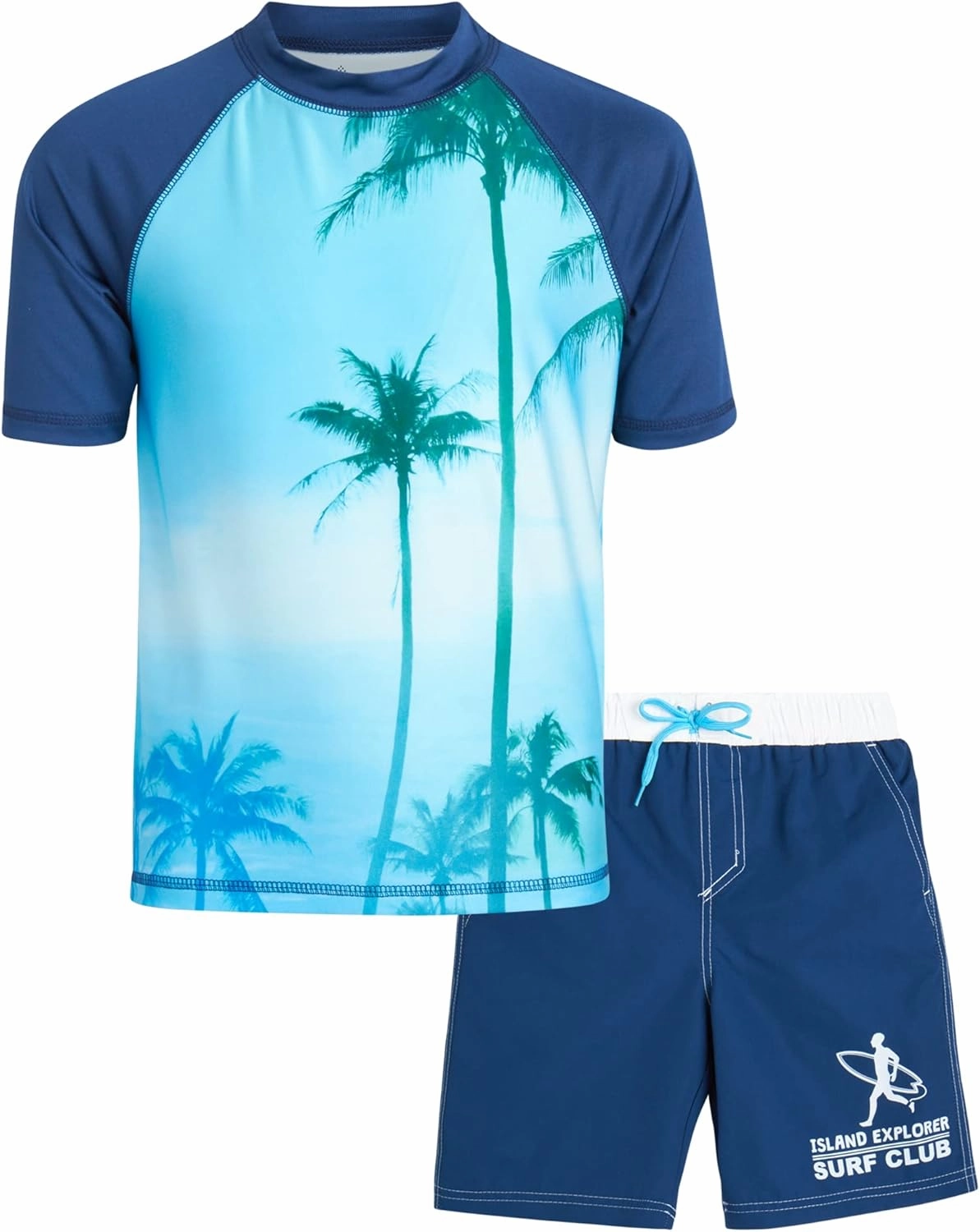 Big Chill Boys Rash Guard Set - 2 Piece UPF 50  Quick Dry Short Sleeve Swim Shirt and Swim Trunks for Boys (Sizes: 4-14)