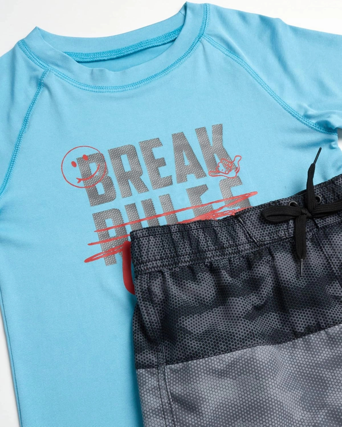 Big Chill Boys Rash Guard Set - 2 Piece UPF 50  Quick Dry Short Sleeve Swim Shirt and Swim Trunks for Boys (Sizes: 4-14)