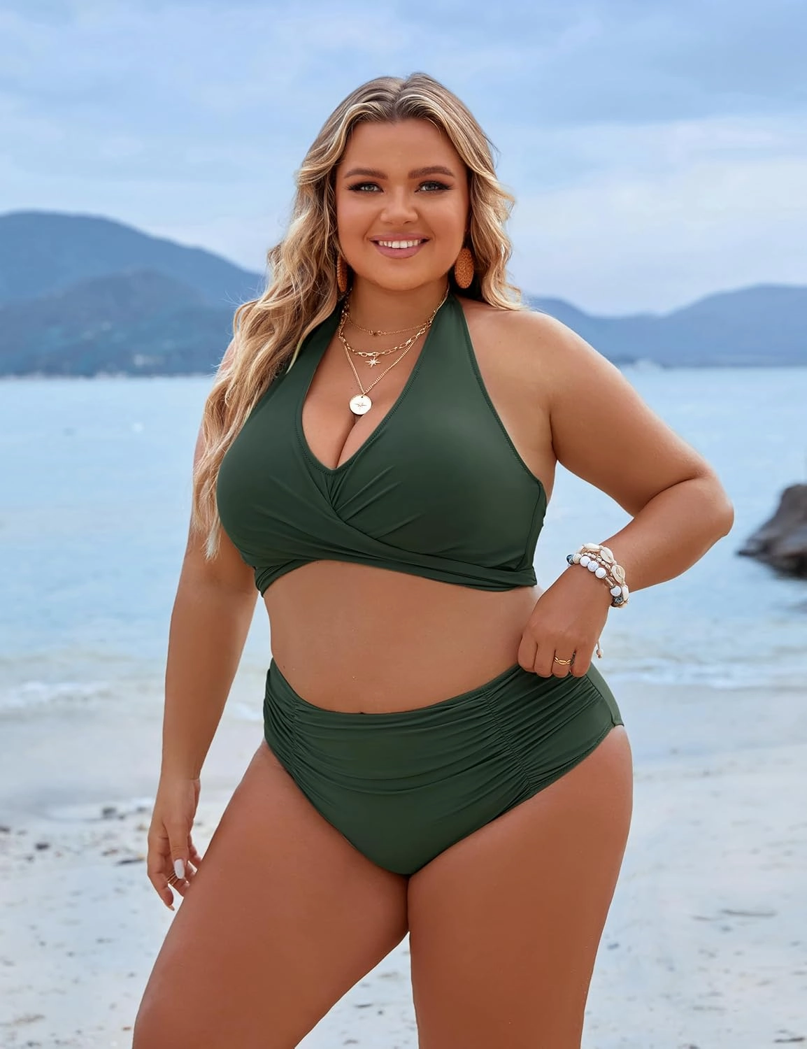 Blooming Jelly Womens Tummy Control Bathing Suits Modest High Waisted Bikini Sets Cute Halter 2 Piece Swim Suits 2025