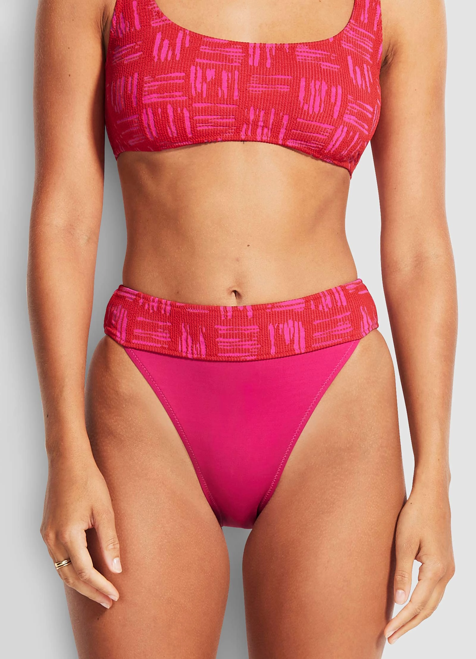 Bodycheck Banded High Rise Bikini Pants - Chilli