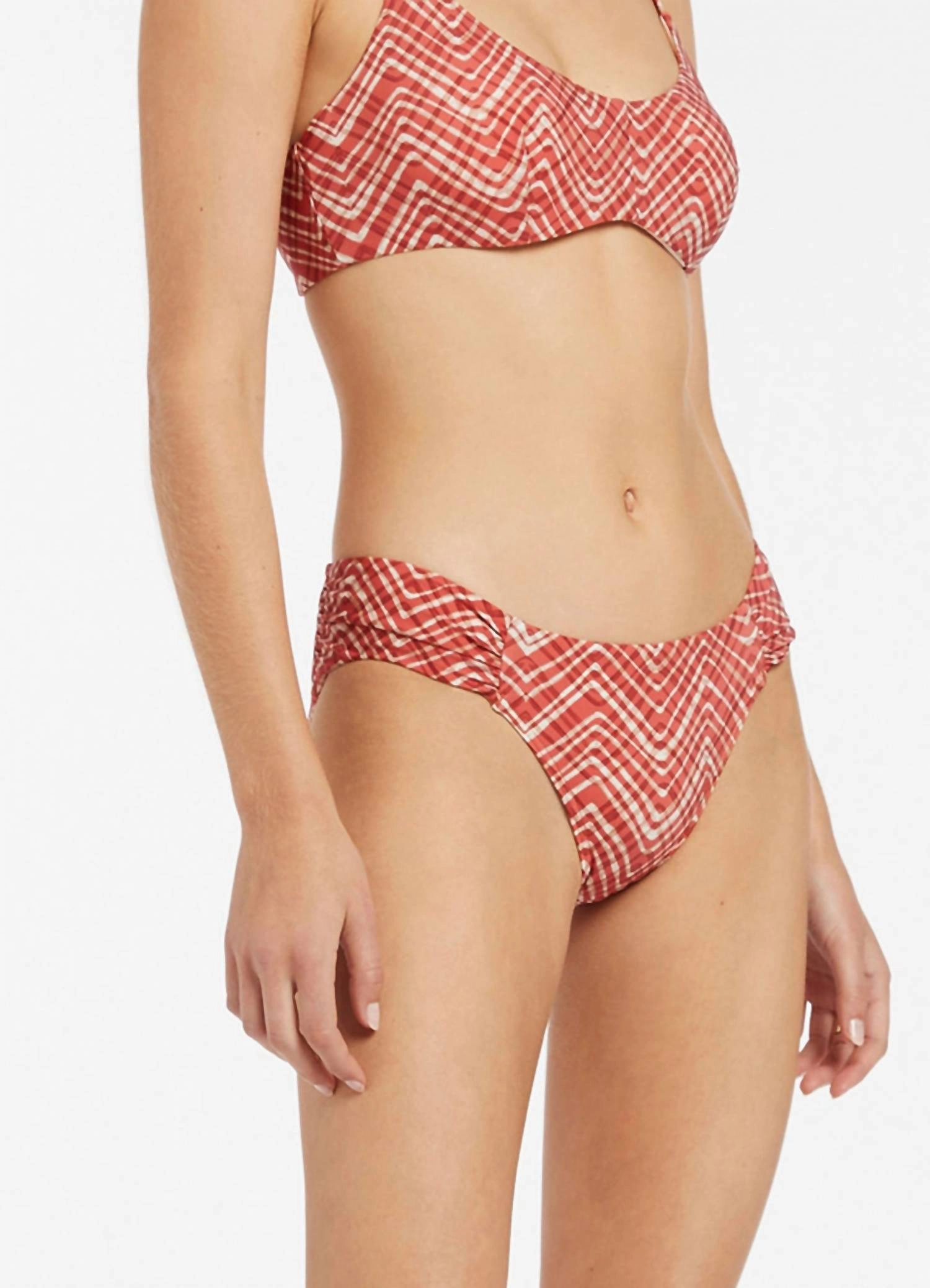Bonita Ruched Hipster Swim Bikini Bottom In Maple