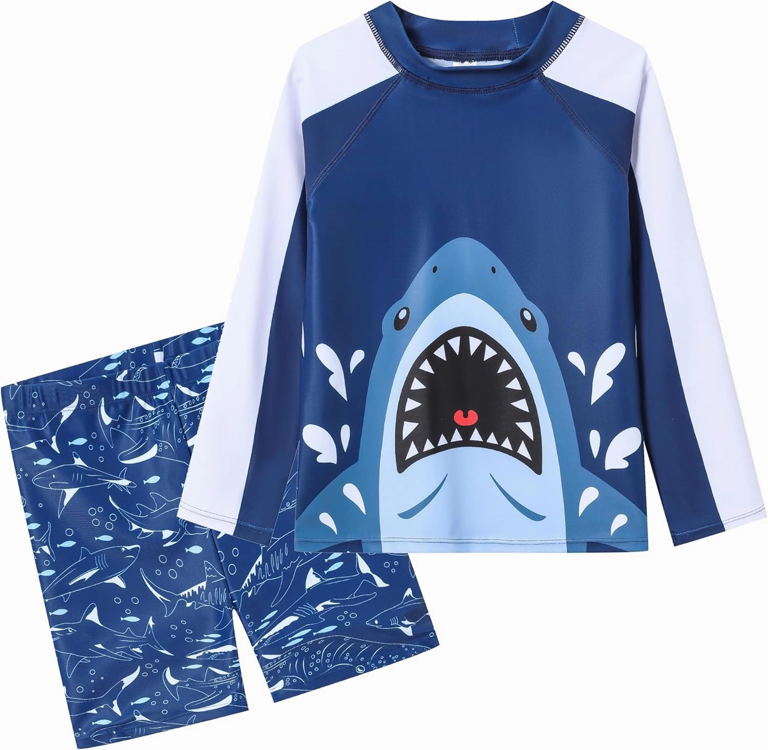 Boys 2 Piece Rash Guard Sun Protection Long Sleeve Kid Swimsuits Quick Dry Swim Trunks Set for Boys 3-12 Years