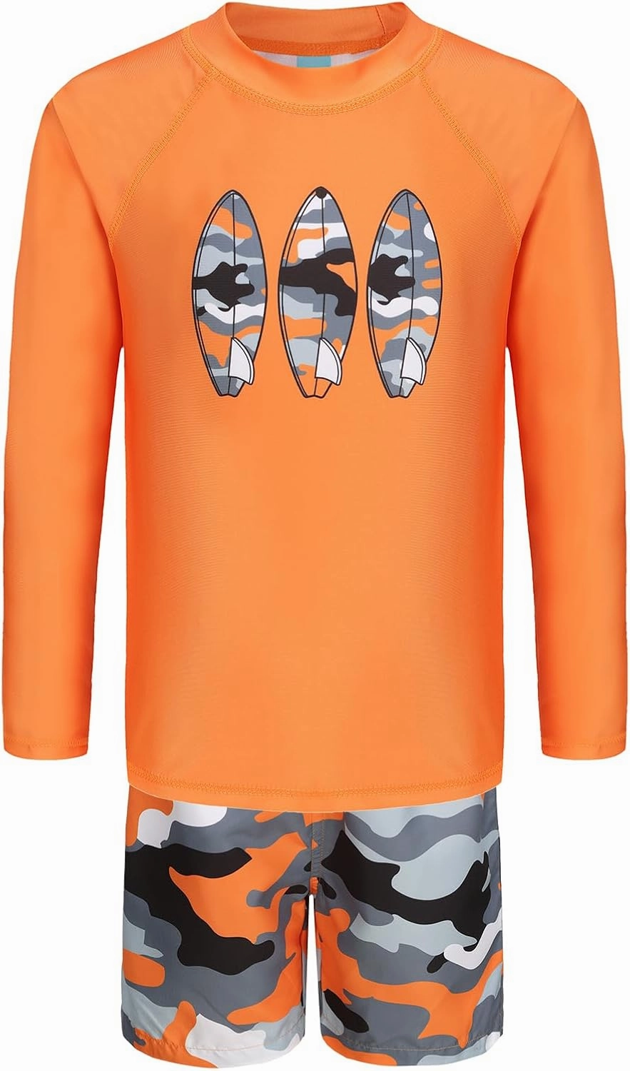 Boys Long Sleeve Rash Guard Swim Trunk Swimsuits Set Kids Two Piece Bathing Suit Swimwear Set