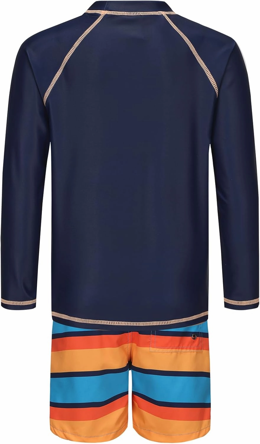 Boys Long Sleeve Rash Guard Swim Trunk Swimsuits Set Kids Two Piece Bathing Suit Swimwear Set