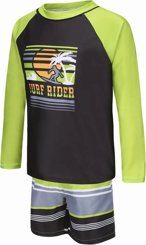 Boys Long Sleeve Rash Guard Swimsuits Kids Two Piece Sunsuits with Swim Trunks Swimwear Set