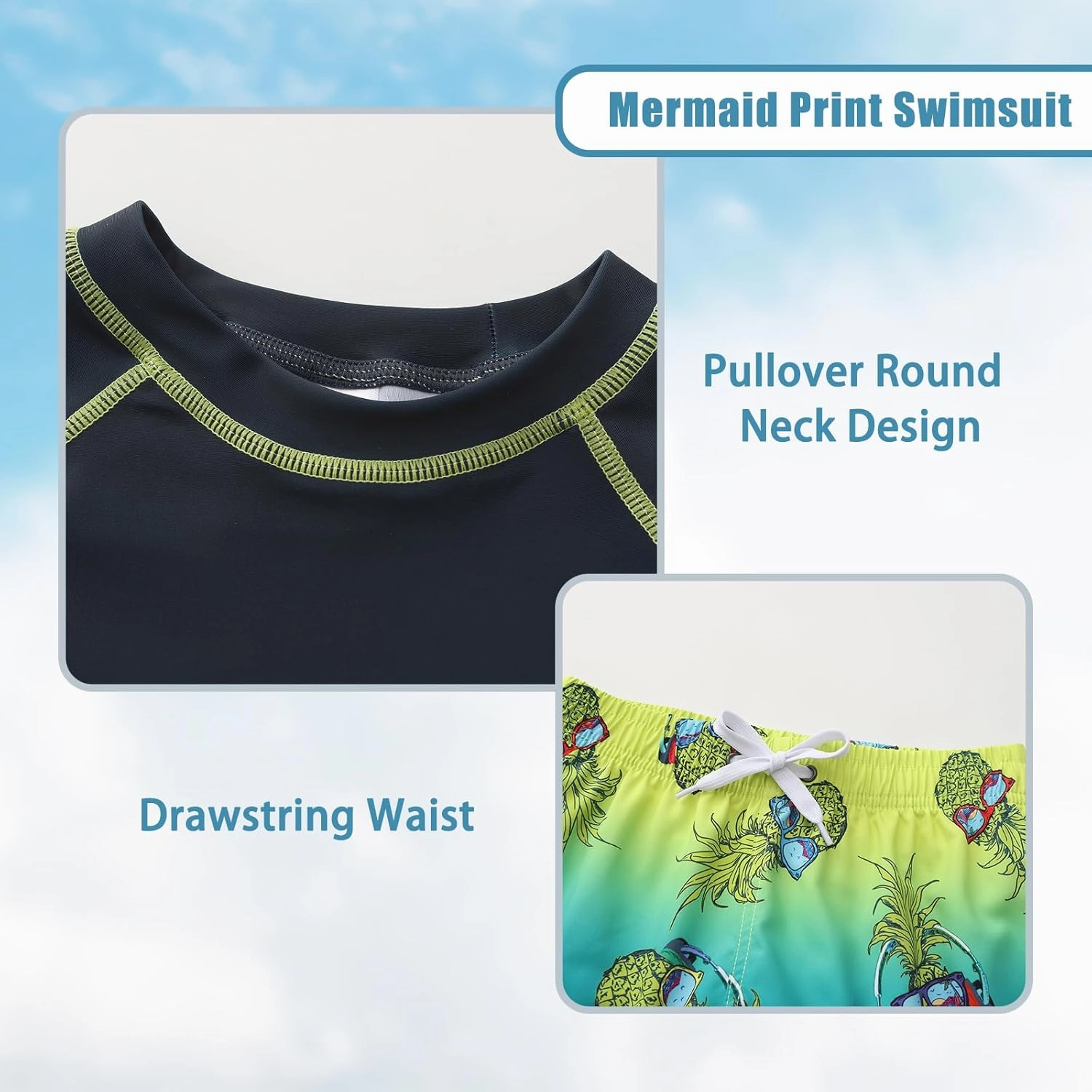 Boys Rash Guard Set for Kids Boys 2 Piece Short Sleeve Swim Shirts with Trunks Quick Dry Bathing Suits Swim Set