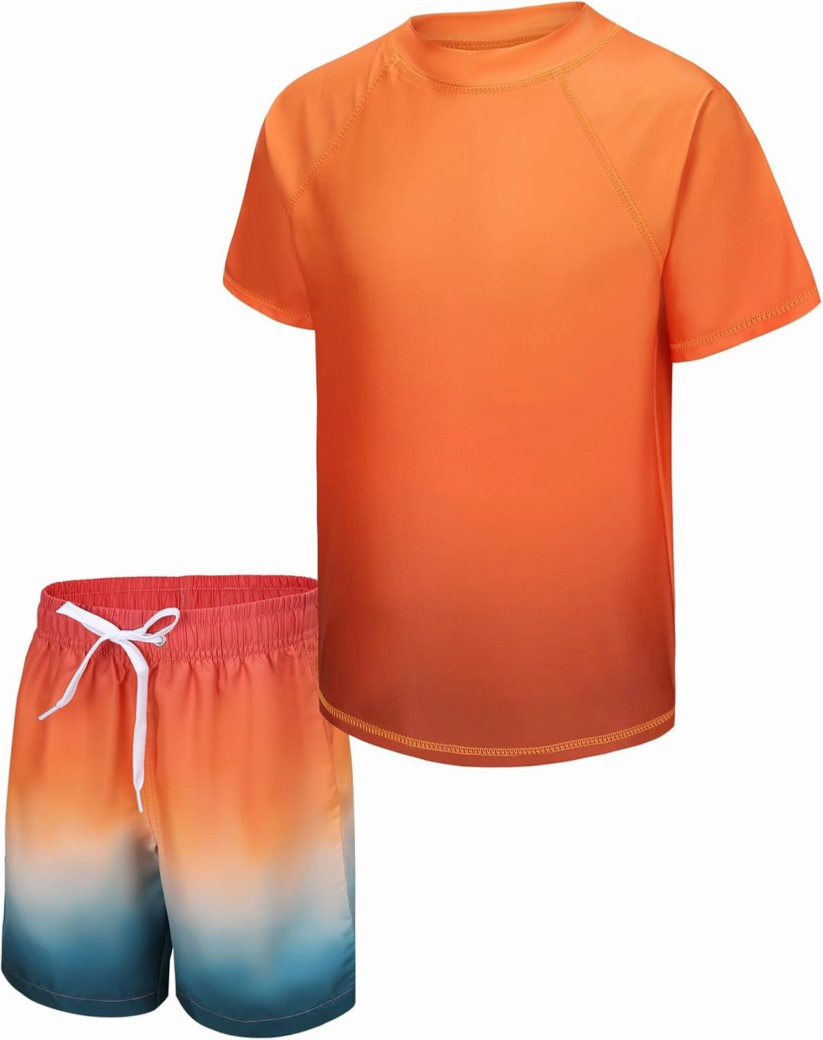 Boys Rash Guard Set for Kids Boys 2 Piece Short Sleeve Swim Shirts with Trunks Quick Dry Bathing Suits Swim Set