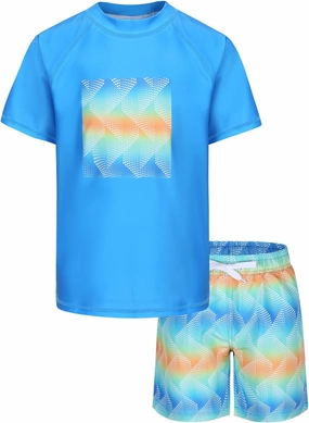 Boys Rash Guard Swimsuits Set for Boys 2 Piece Short Sleeve Swim Shirts Quick Dry Bathing Suits with Trunks