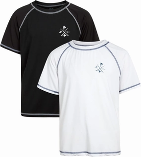 Boys Swim Shirt - 2 Pack Quick Dry Sun Protection Short Sleeve Rash Guard for Boys Youth Kids Swimwear (2T-18)
