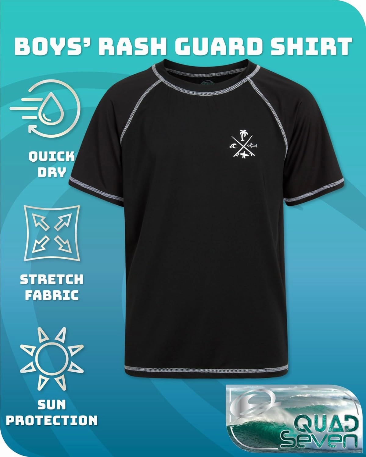 Boys Swim Shirt - 2 Pack Quick Dry Sun Protection Short Sleeve Rash Guard for Boys Youth Kids Swimwear (2T-18)