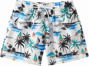 Boys Swim Trunks Toddler Broad Swim Shorts Quick Dry Kids Bathing Suit Boy Swimsuit Set with Pockets