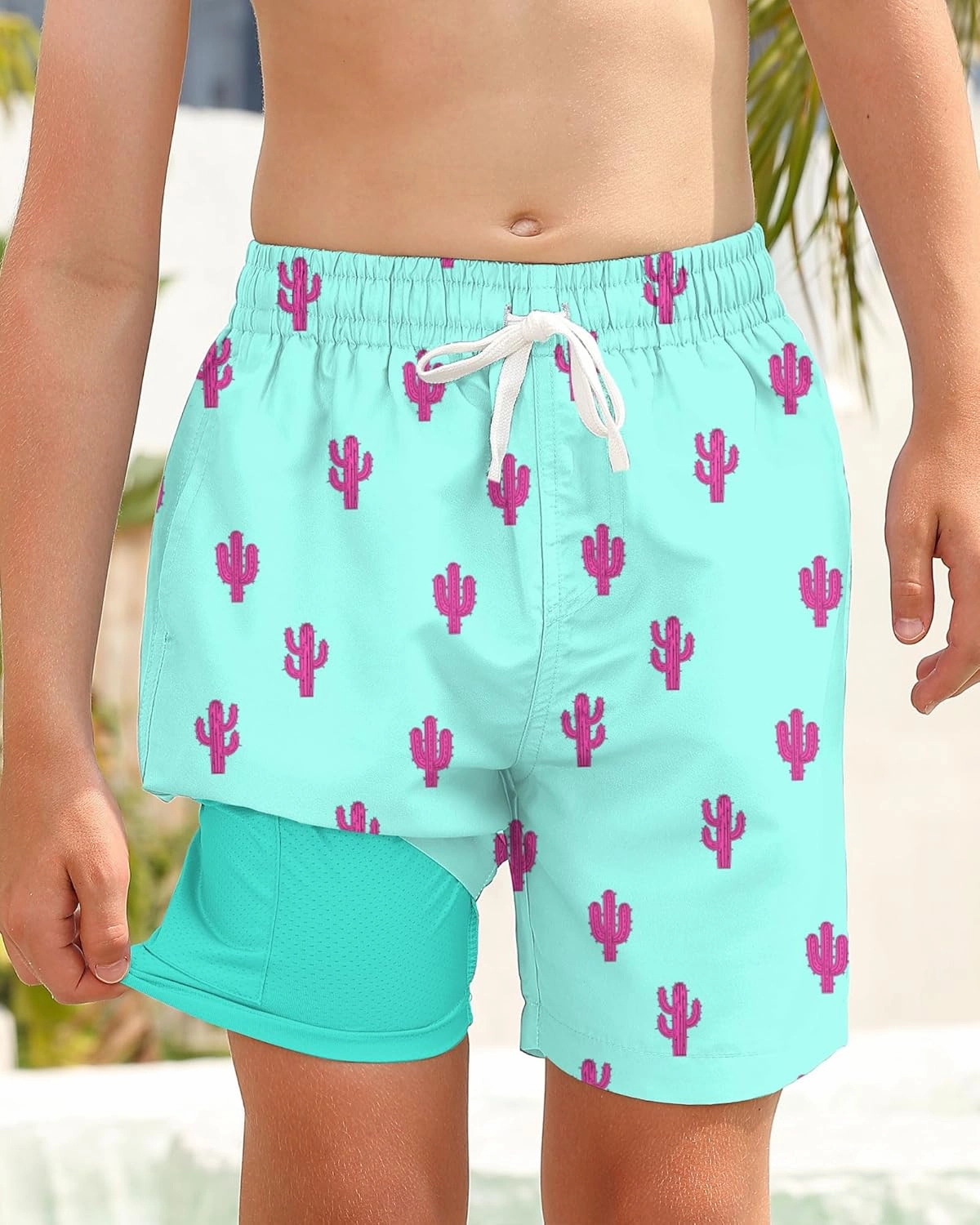 Boys Swim Trunks with Compression Liner Toddler Boys Swim Shorts Boxer Brief Board Shorts Swimming Set 5-18T