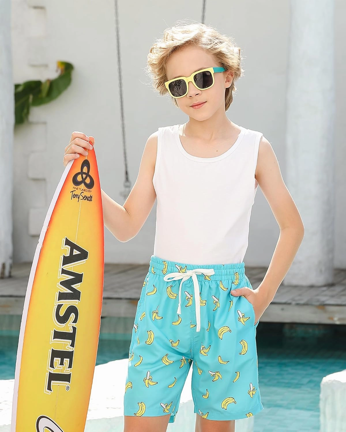Boys Swim Trunks with Compression Liner Toddler Boys Swim Shorts Boxer Brief Board Shorts Swimming Set 5-18T