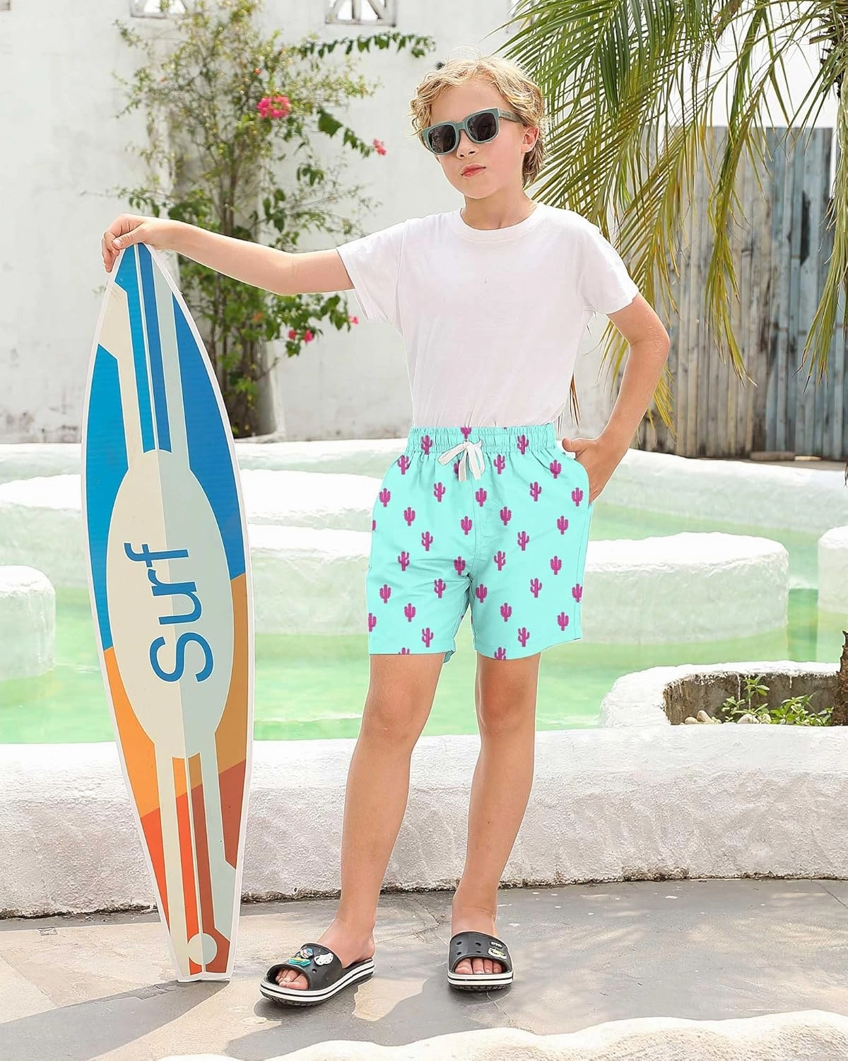 Boys Swim Trunks with Compression Liner Toddler Boys Swim Shorts Boxer Brief Board Shorts Swimming Set 5-18T