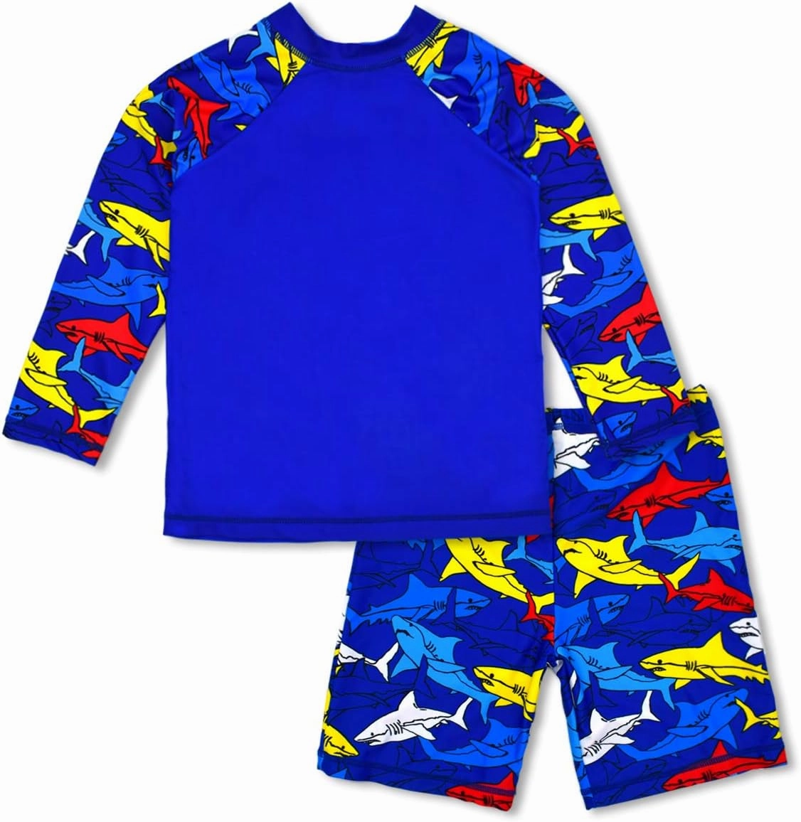 Boys Two Piece Rash Guard Swimsuits Kids Long Sleeve Sunsuit Swimwear Sets