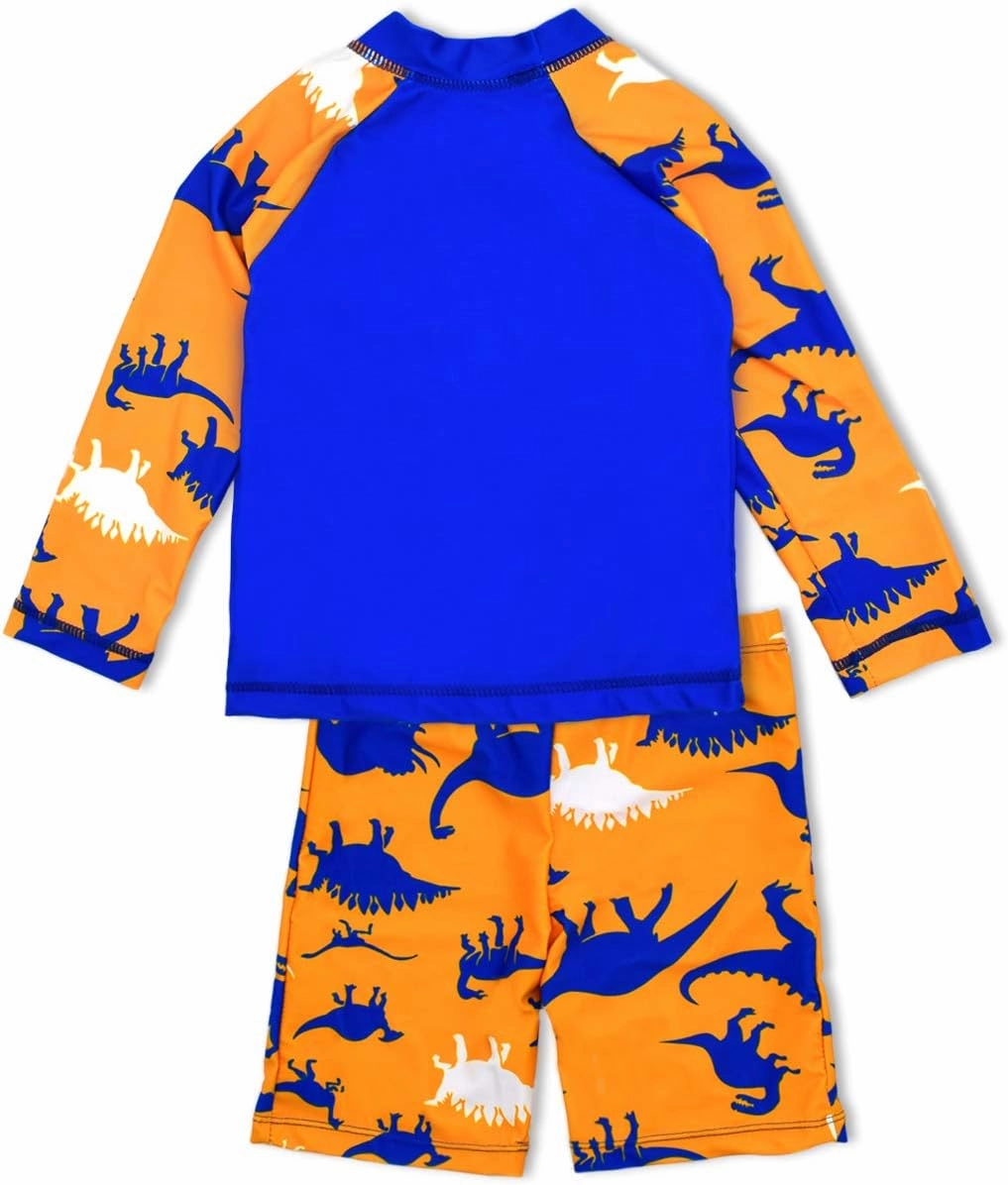 Boys Two Piece Rash Guard Swimsuits Kids Long Sleeve Sunsuit Swimwear Sets