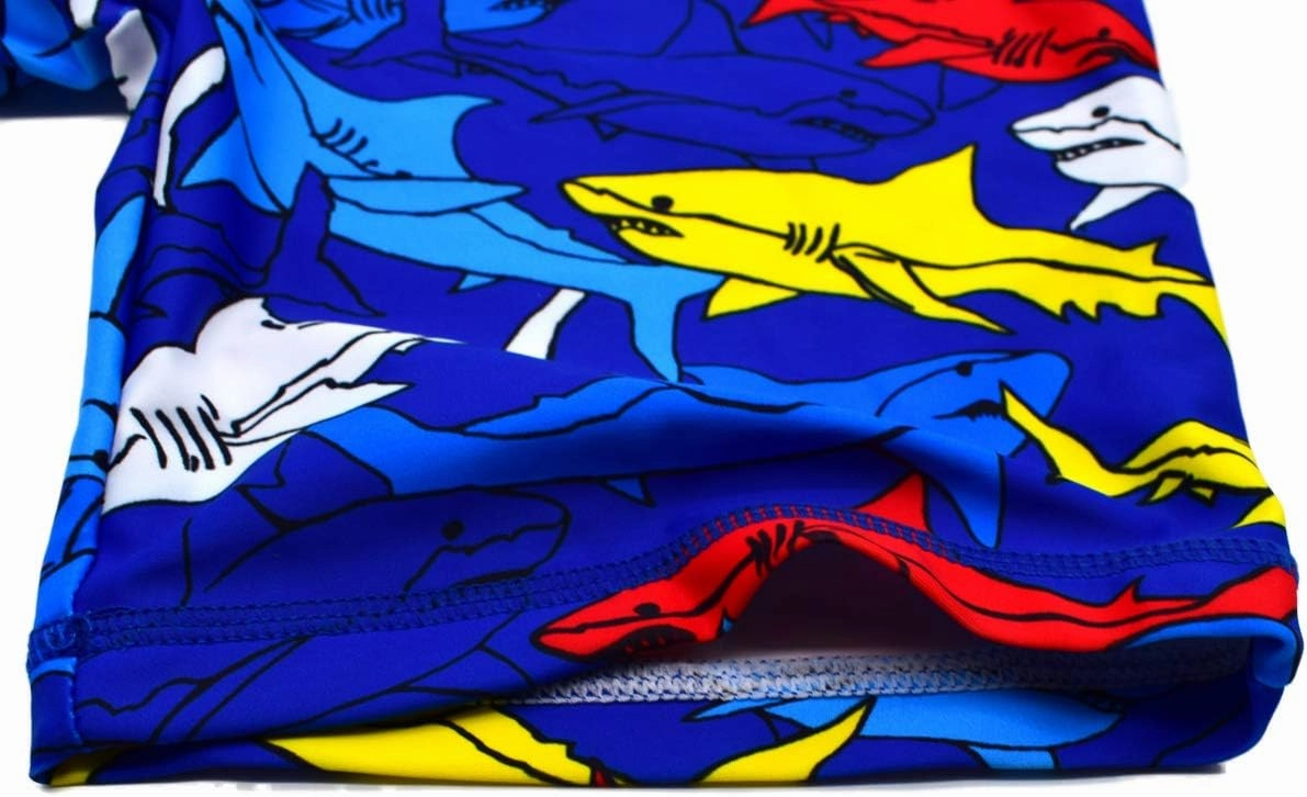 Boys Two Piece Rash Guard Swimsuits Kids Long Sleeve Sunsuit Swimwear Sets