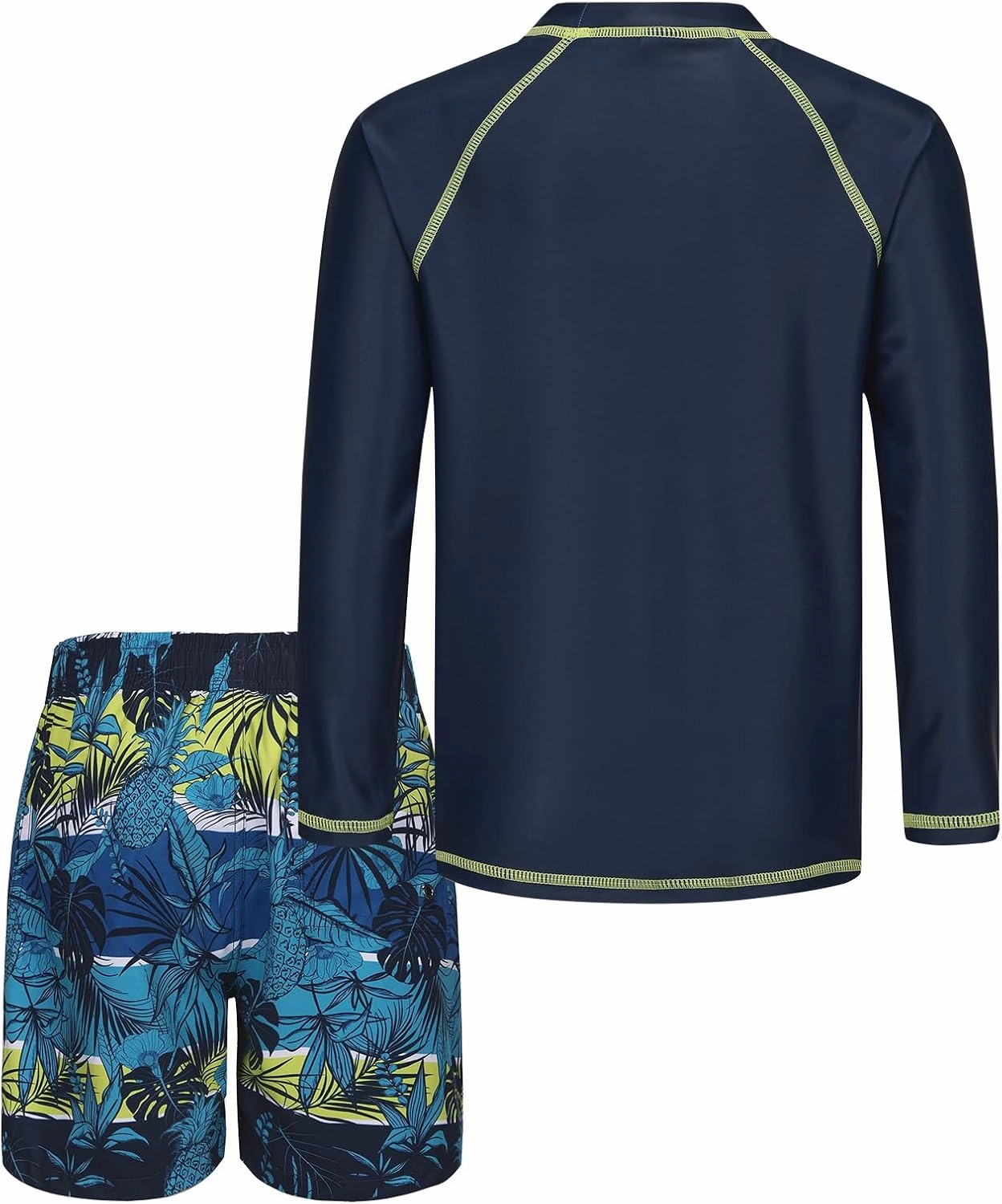 Boys Two Piece Rash guard Swimsuits Set with Swim Trunk Kids Long Sleeve Bathing Suit Swimwear Set