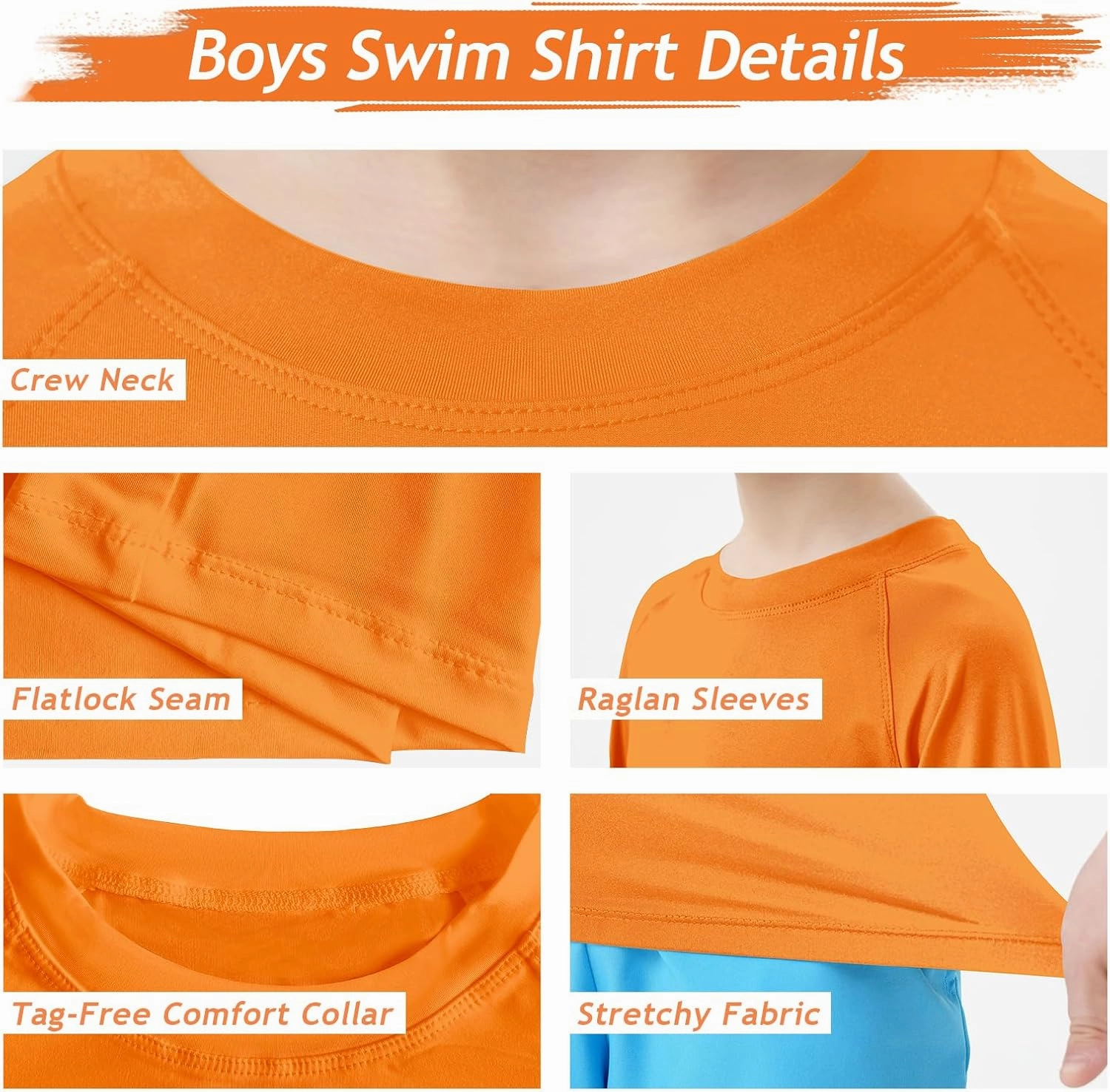 Boys UPF 50  Rash Guard Long Sleeve Swim Shirt UV Sun Protection Swimsuit SPF Water Surfing Sun Shirts for Boy Kids Quick Dry