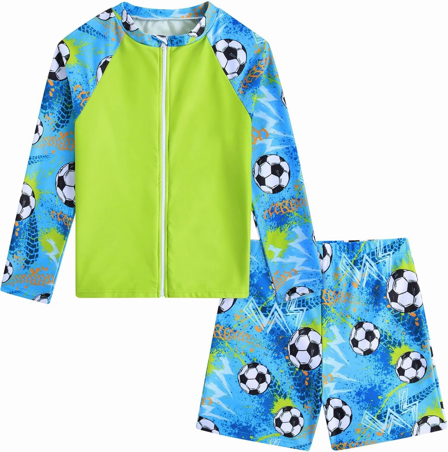 Boys Zipper Rash Guard Sets UPF 50  with Short 3-9 Years