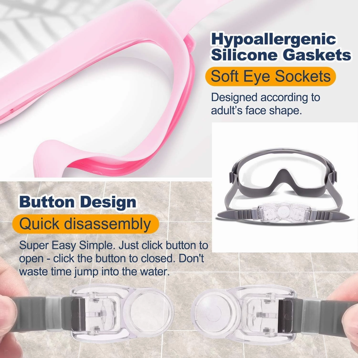 Braylin Adult Swim Goggles, 2-Pack Wide View Swim Goggles for Men Women Youth Teen, Anti-Fog, Over 15