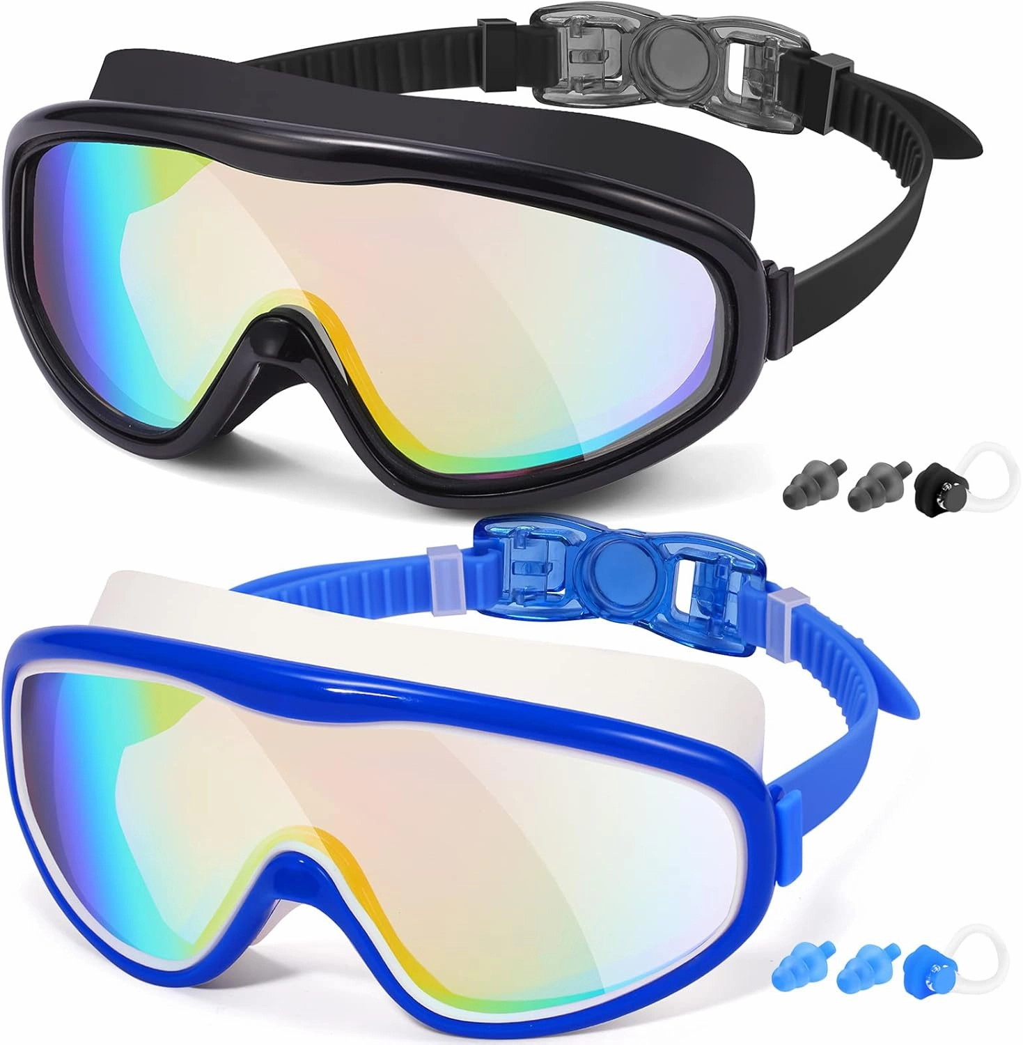 Braylin Adult Swim Goggles, 2-Pack Wide View Swim Goggles for Men Women Youth Teen, Anti-Fog, Over 15