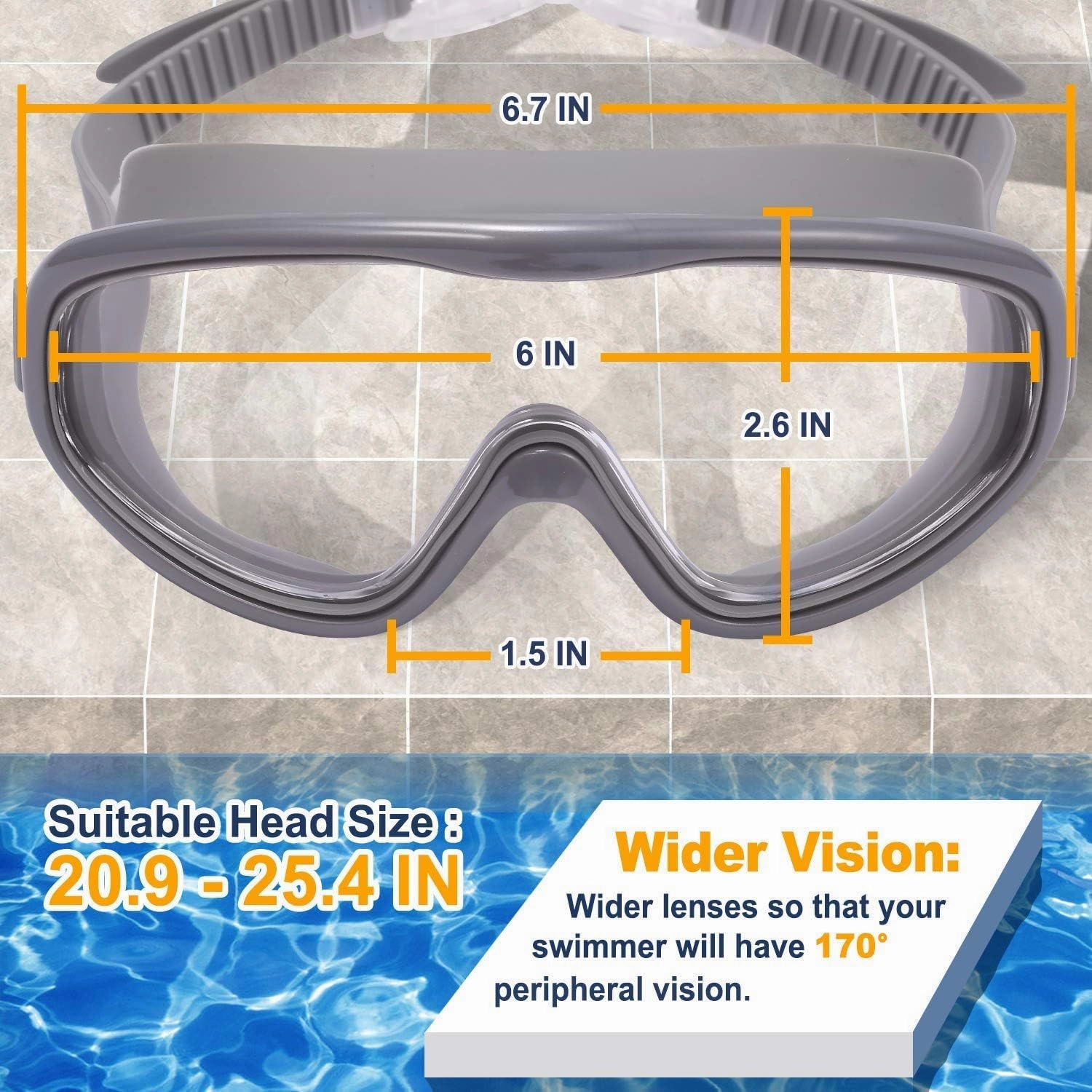 Braylin Adult Swim Goggles, 2-Pack Wide View Swim Goggles for Men Women Youth Teen, Anti-Fog, Over 15