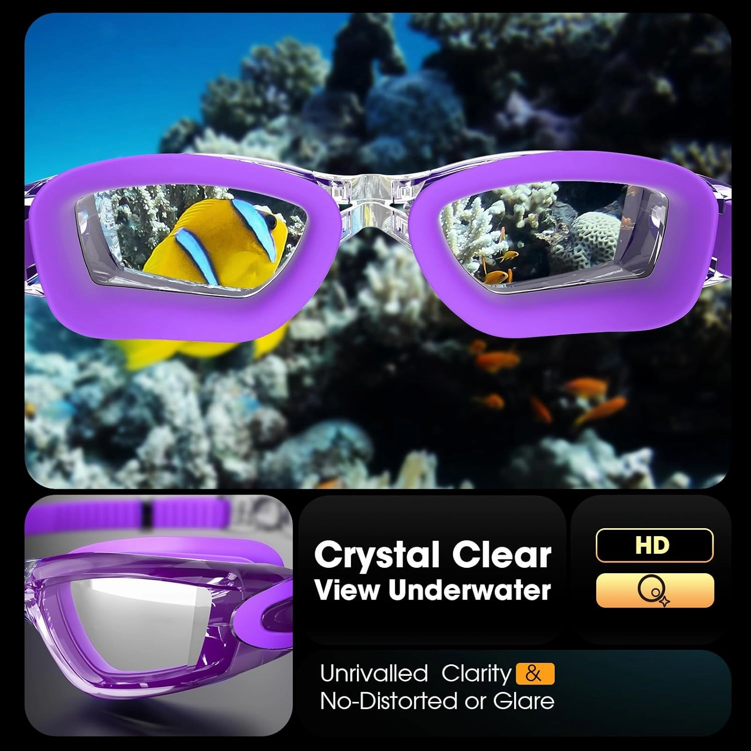 Braylin Swim Goggles, 2-Pack Swimming Goggles, Anti Fog, No Leaking For Adult Women Men Youth
