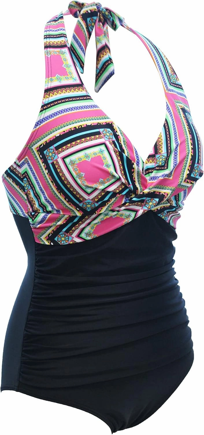 bslingerie Women 1950S Retro Vintage Push Up Monokini One Piece Swimsuit