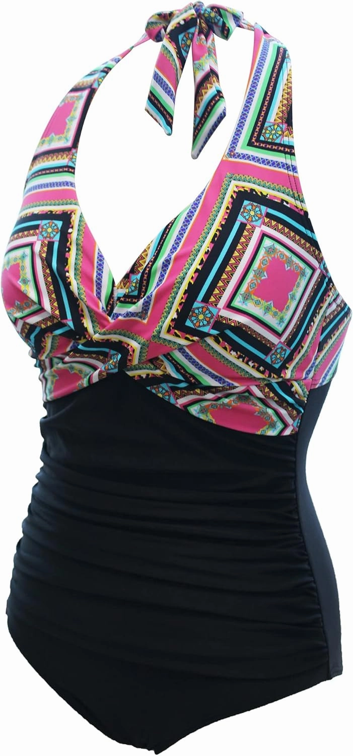 bslingerie Women 1950S Retro Vintage Push Up Monokini One Piece Swimsuit