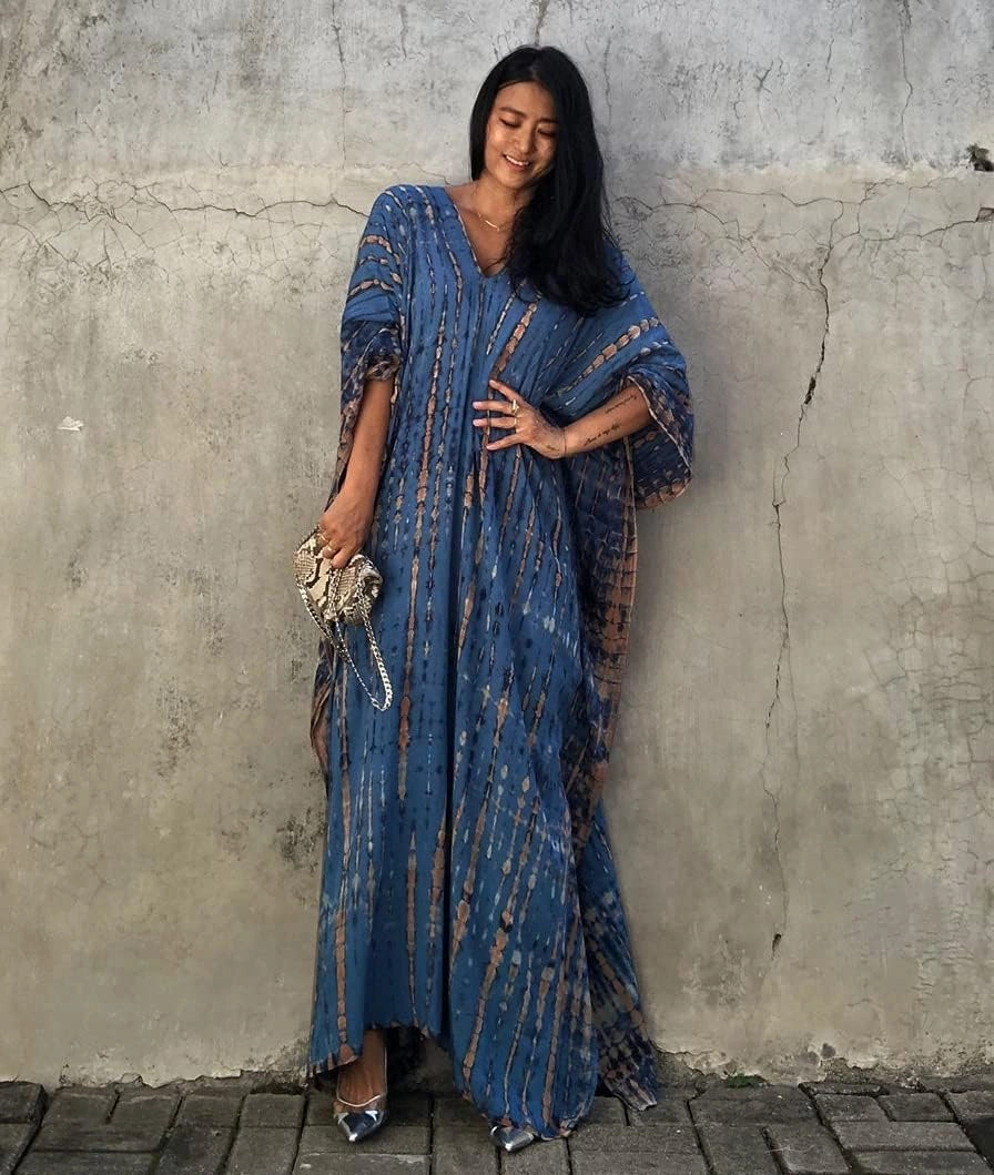 Bsubseach Kaftan Dresses for Women 2025 Plus Size Swimsuit Cover Up Tie Dye Caftan Maxi Dress Loungewear