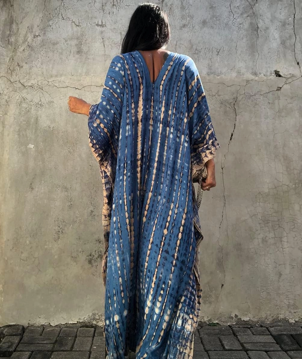 Bsubseach Kaftan Dresses for Women 2025 Plus Size Swimsuit Cover Up Tie Dye Caftan Maxi Dress Loungewear