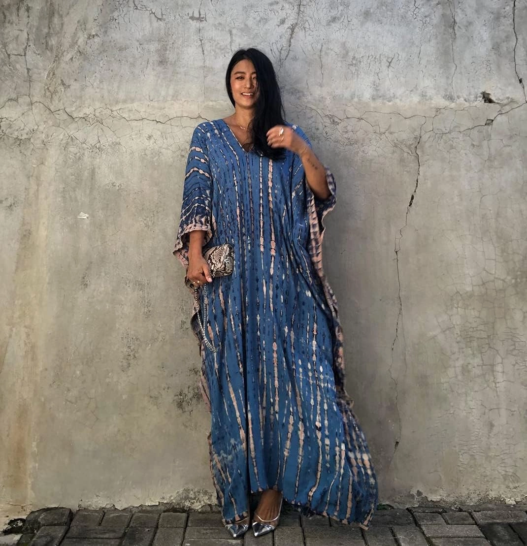 Bsubseach Kaftan Dresses for Women 2025 Plus Size Swimsuit Cover Up Tie Dye Caftan Maxi Dress Loungewear